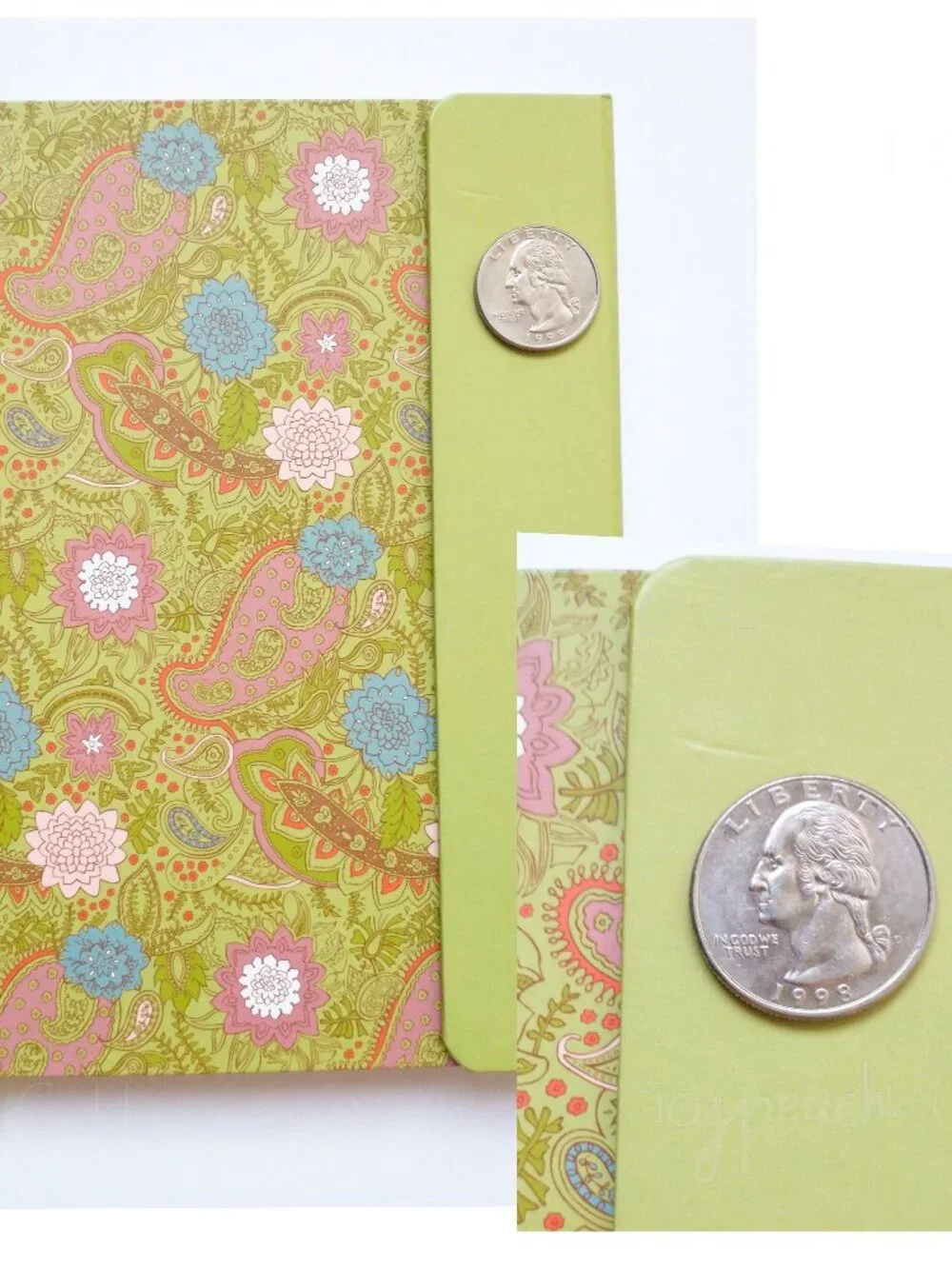 DiVOGA Magnetic Hardcover Journal Lined 5x7 NEW (FLAWS) Green Paisley Notebook